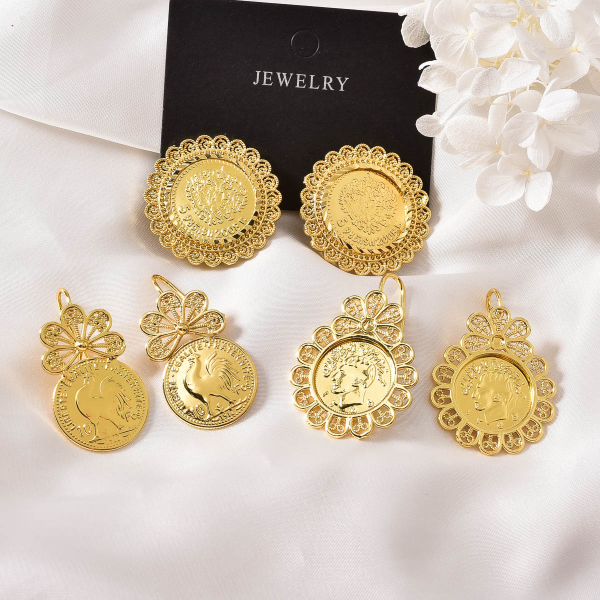Vintage Collectible Coins - Boucles d'oreilles pendantes pour femme, style